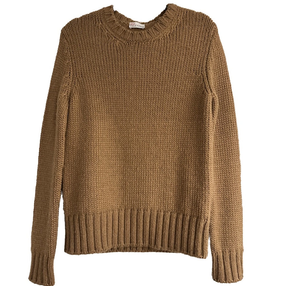 Red Valentino Wool & Alpaca Camel Knitted Sweater, Size M